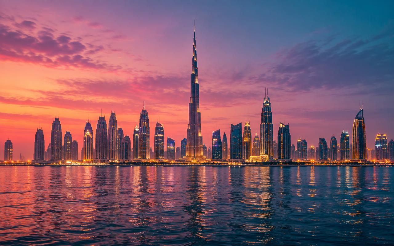 Dubai skyline at dusk